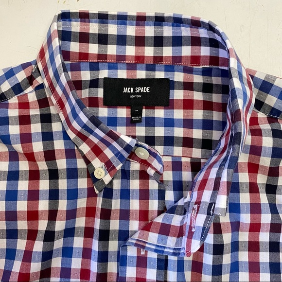 Jack Spade Men’s Plaid Long Sleeve Button Down Shirt Red Blue Size Large - Picture 6 of 9